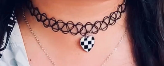 Checkered Heart Choker